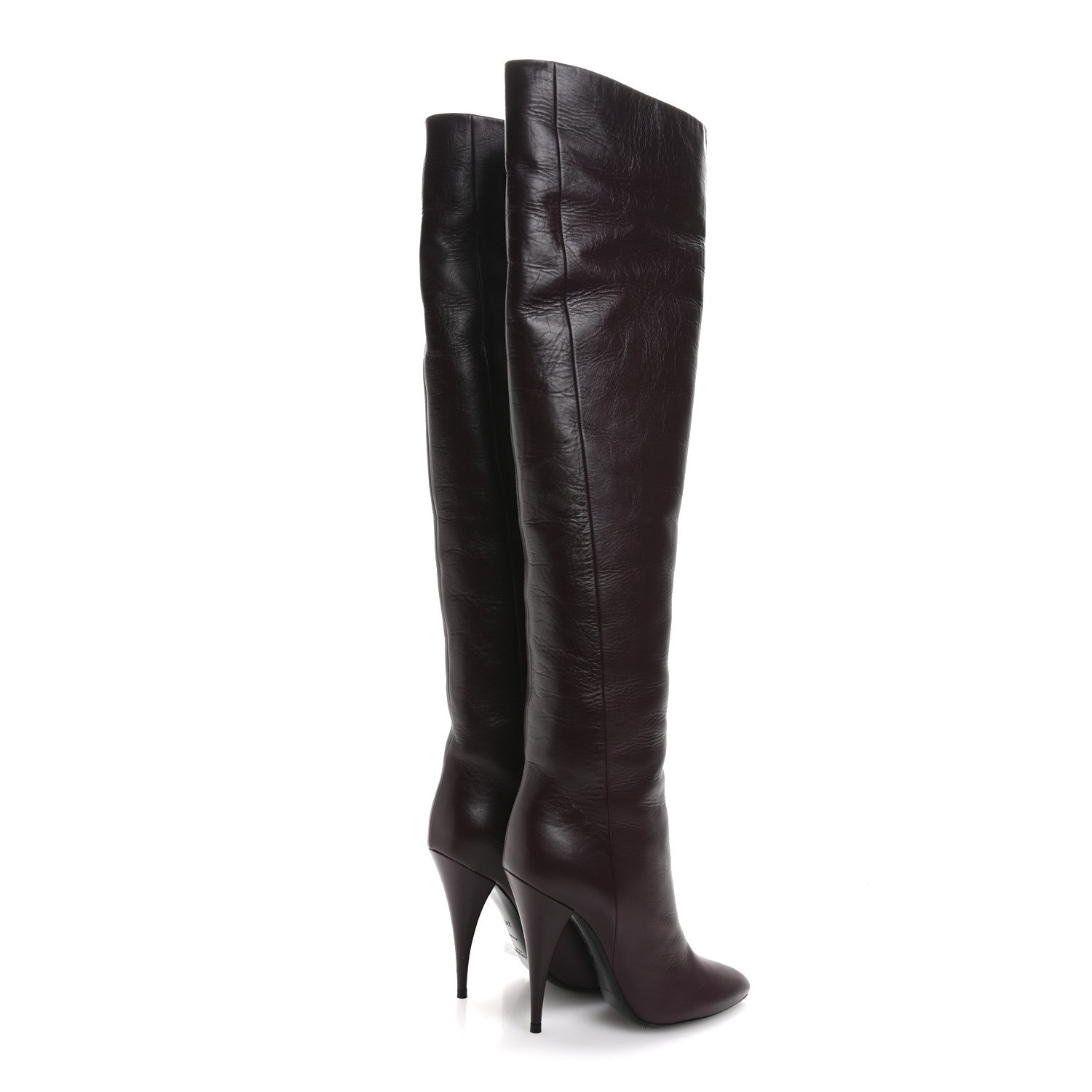 Saint Laurent Calfskin Kiki 110mm Over The Knee Boots 36.5 Dark Violet