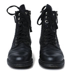 Chanel Calfskin Quilted Lace Up Combat Boots 39 Black