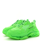 Balenciaga Fabric Mesh Clear Sole Womens Triple S Sneakers 37 Fluo Green