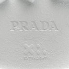 Prada Spazzolato Rois Re-Nylon Metal Triangle Logo Monolith Pouch Pocket 55mm Boots 40.5 White