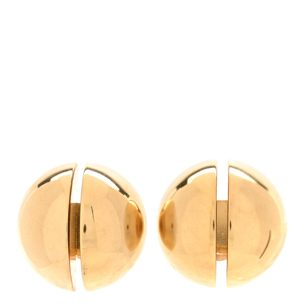 Saint Laurent Brass Double Half Ball Clip On Earrings Gold