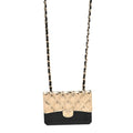Chanel Metal Resin Lambskin Flap Bag Long Necklace Gold Black