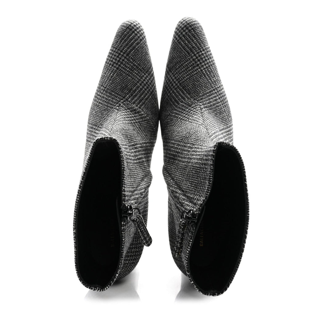 Balenciaga Wool Plaid Ankle Boots 41 Black White