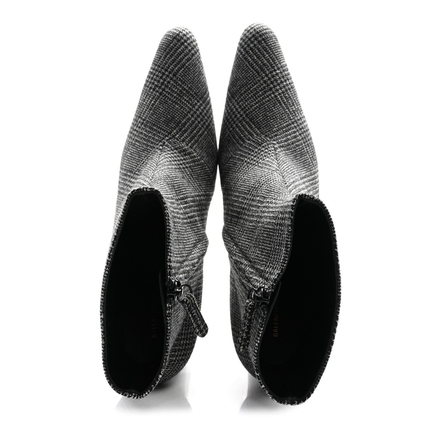Balenciaga Wool Plaid Ankle Boots 41 Black White
