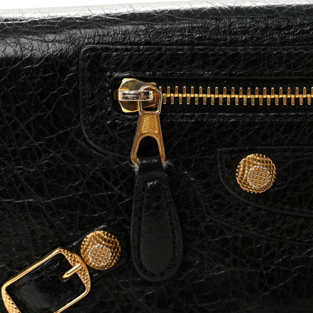 Balenciaga Agneau Giant 12 Gold Hardware Money Wallet Black