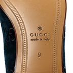Gucci Velvet GG Monogram Horsebit Mens Jordaan Loafers 9 Blue Beige