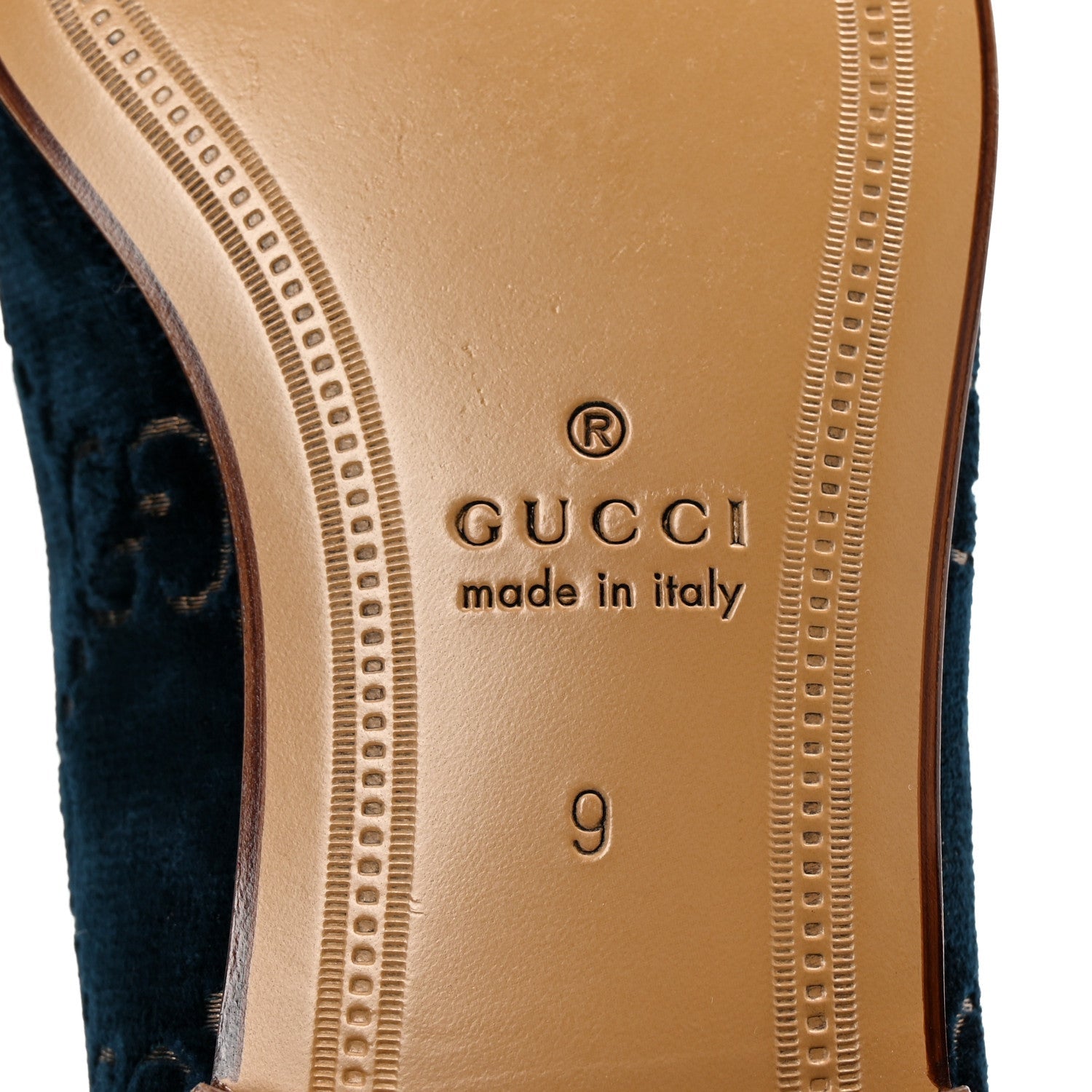 Gucci Velvet GG Monogram Horsebit Mens Jordaan Loafers 9 Blue Beige