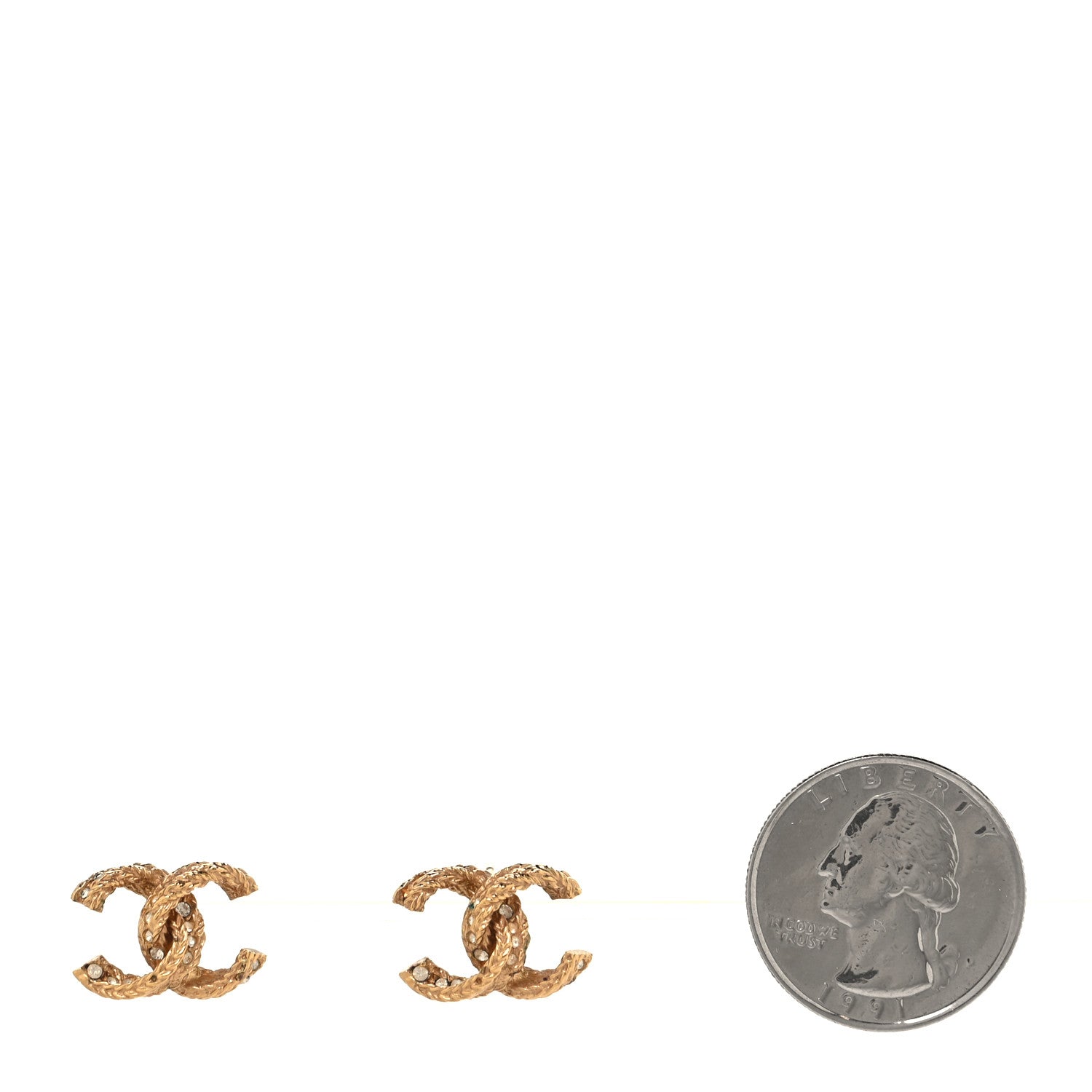 Chanel Crystal Twisted CC Earrings Gold