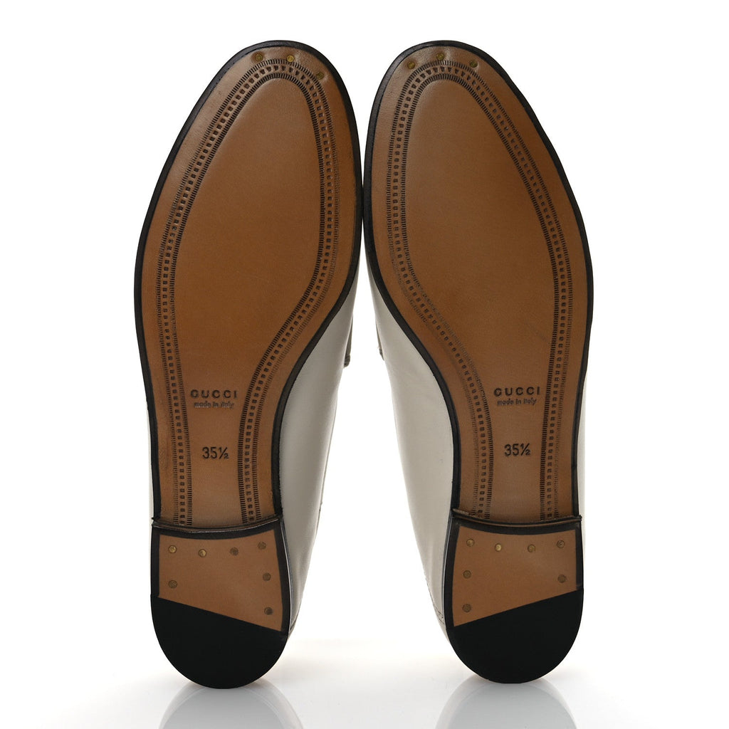 Gucci Calfskin Womens Jordaan Loafers 35.5 Mystic White