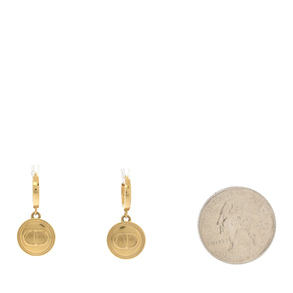 Christian Dior Metal CD Earrings Aged Gold