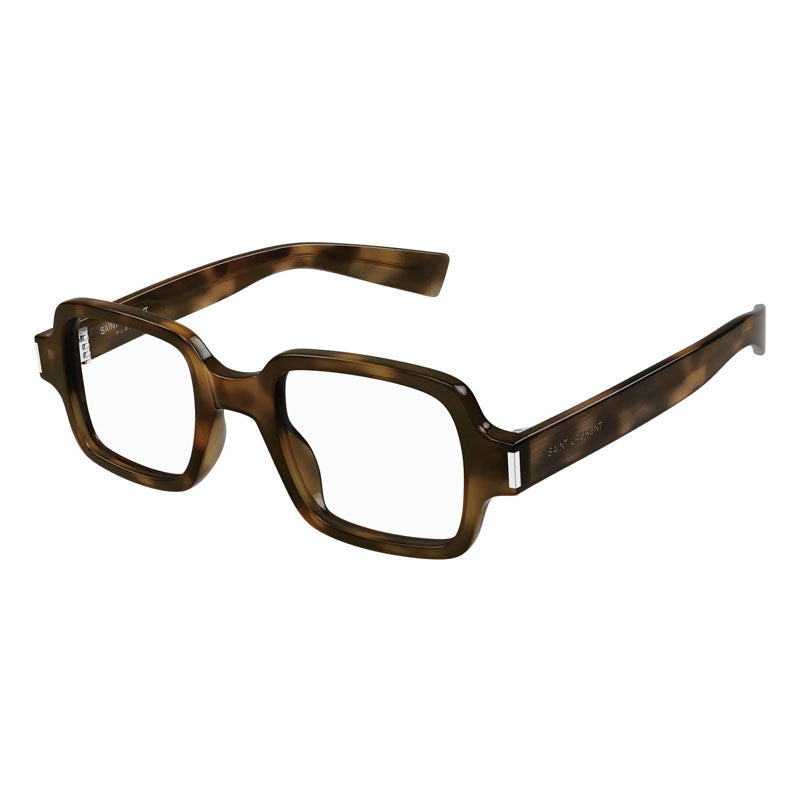 Saint Laurent Eyeglasses Square Full Rim, Dark Havana Frame and Clear Demo Lens Lens SL720OPT002
