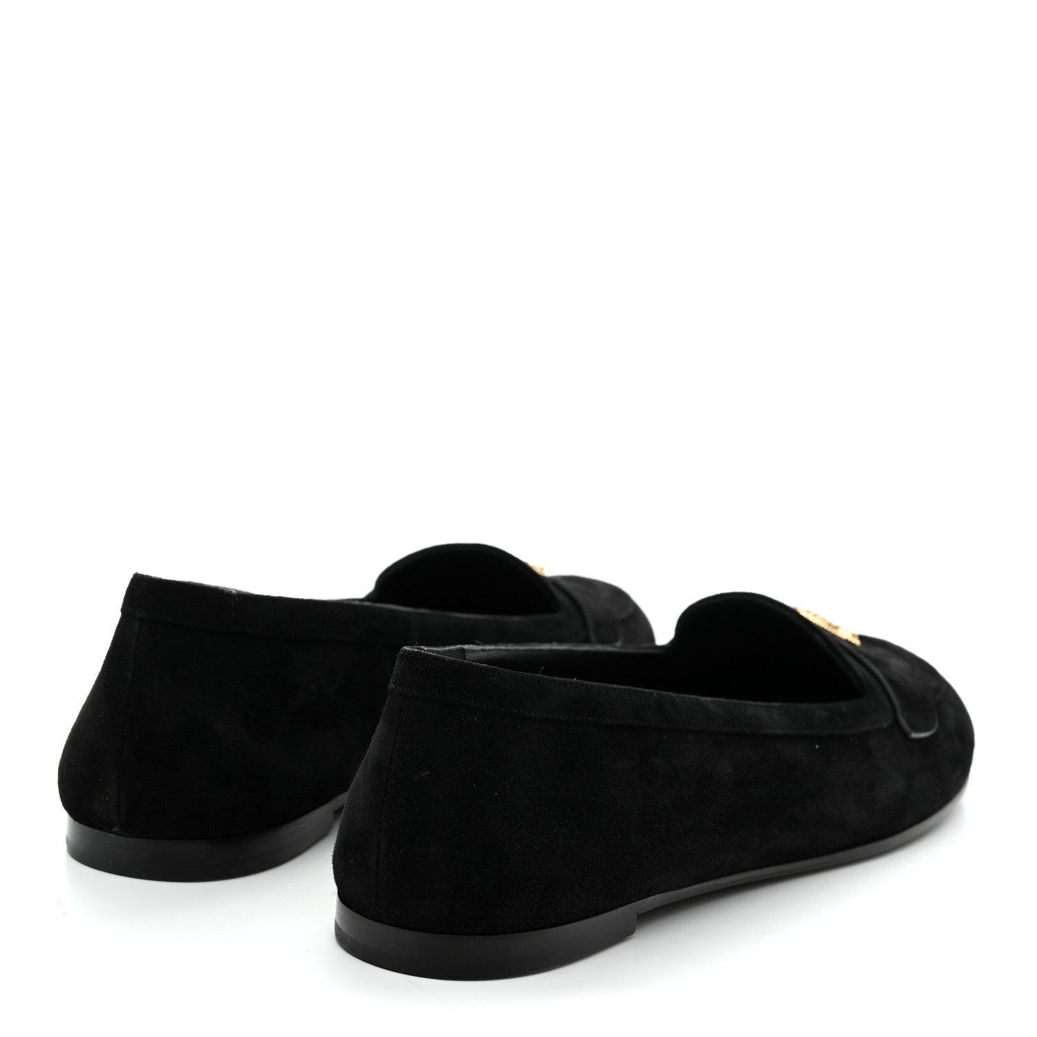 Chanel Suede Crystal CC Mocassin Loafers 39.5 Black