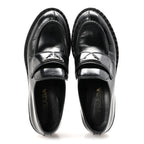 Prada Spazzolato Metal Triangle Logo 50mm Loafers 40 Black