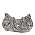 Balenciaga Metallic Agneau Arena Le Cagole Chain Shoulder Bag XS Silver