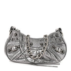 Balenciaga Metallic Agneau Arena Le Cagole Chain Shoulder Bag XS Silver