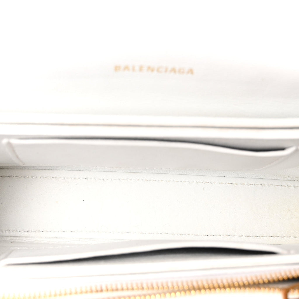 Balenciaga Calfskin Crocodile Small Crush Chain Bag White