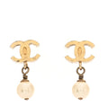 Chanel Pearl Mini CC Drop Earrings Gold