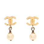 Chanel Pearl Mini CC Drop Earrings Gold