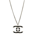 Chanel Enamel Pearl CC Charms Pendant Necklace Black White Gold