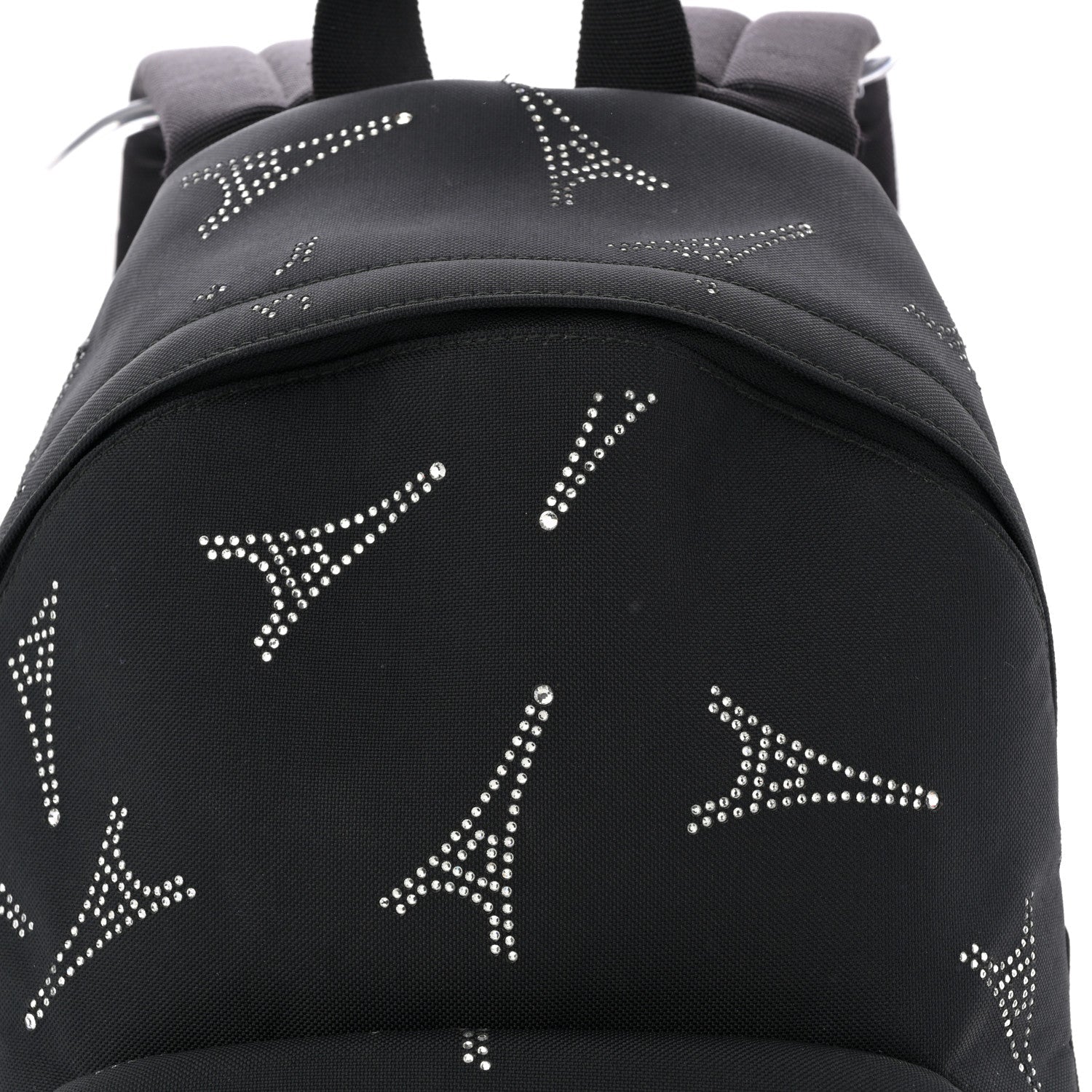 Balenciaga Canvas Crystal Embellished Eiffel Tower Explorer Backpack S Black