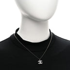 Chanel Crystal Timeless CC Necklace Silver
