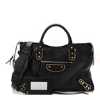 Balenciaga Chevre Gold Metallic Edge Hardware City Black