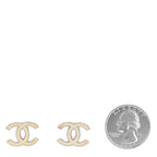 Chanel Glitter Resin CC Earrings Silver White