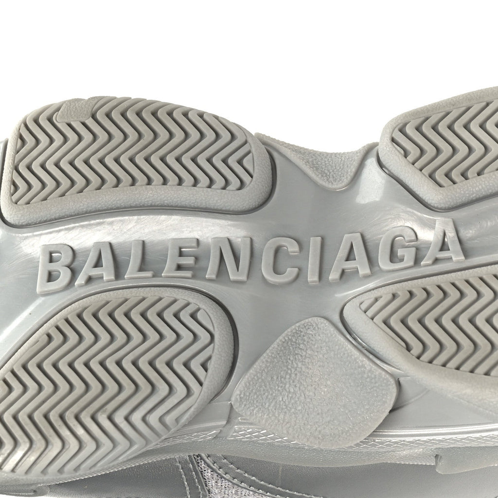 Balenciaga Metallic Fabric Mesh Womens Triple S Sneakers 39 Silver