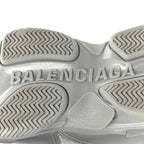 Balenciaga Metallic Fabric Mesh Womens Triple S Sneakers 39 Silver