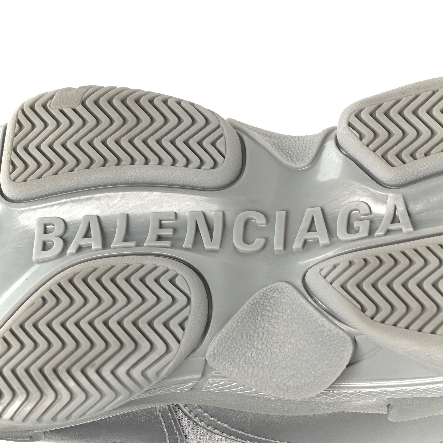 Balenciaga Metallic Fabric Mesh Womens Triple S Sneakers 39 Silver
