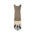 Prada Size 38 Flower Dress Scheerwol Light Grey/Gold/Black