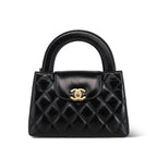 Chanel 23C Black Aged Calfskin Quilted Nano Kelly Shopper