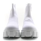Prada Knit Rubber Triangle Logo Monolith 55mm Ankle Boots 38 Bianco