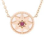 Christian Dior 18K Rose Gold Ruby Mother of Pearl Rose Des Vents Necklace