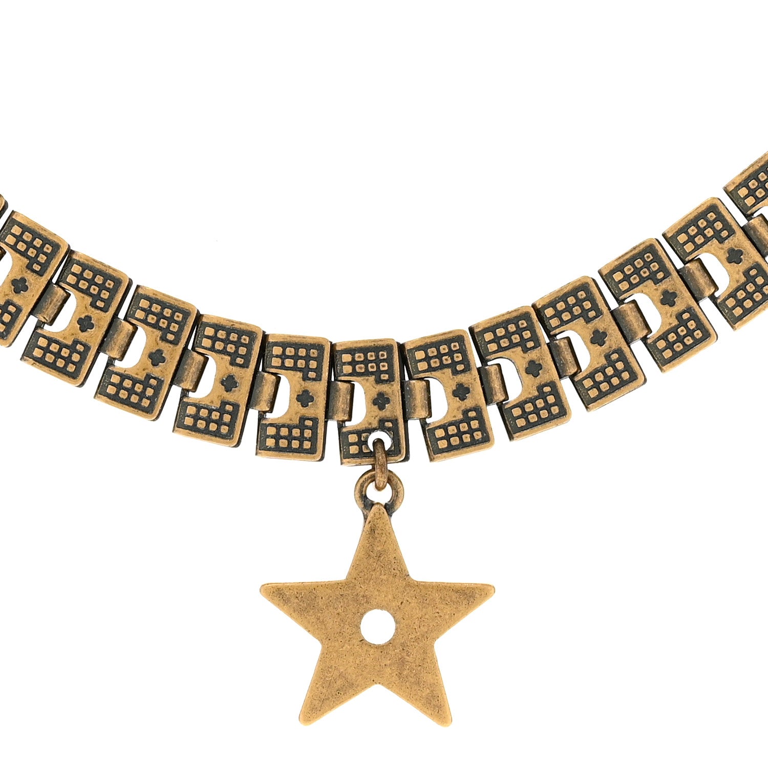Christian Dior Metal Star Choker Necklace Aged Gold