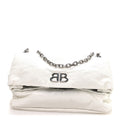 Balenciaga Arena Calfskin Nylon Medium Monaco Chain Shoulder Bag Optic White