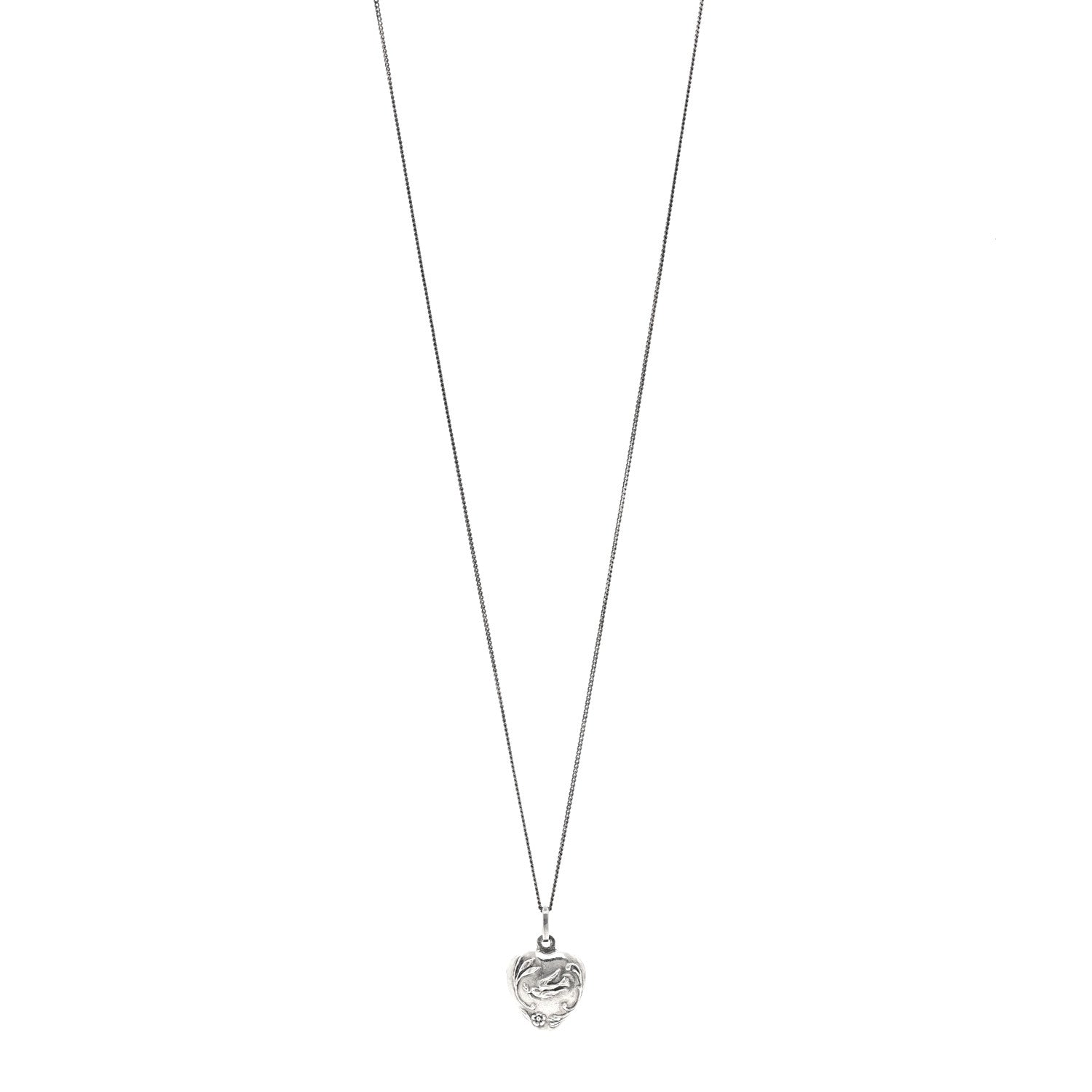 Saint Laurent Metal Heart Necklace Silver
