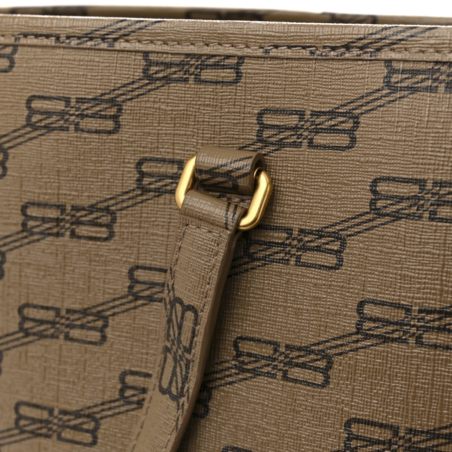 Balenciaga Coated Canvas BB Monogram Medium Signature East West Shopper Bag Beige Brown