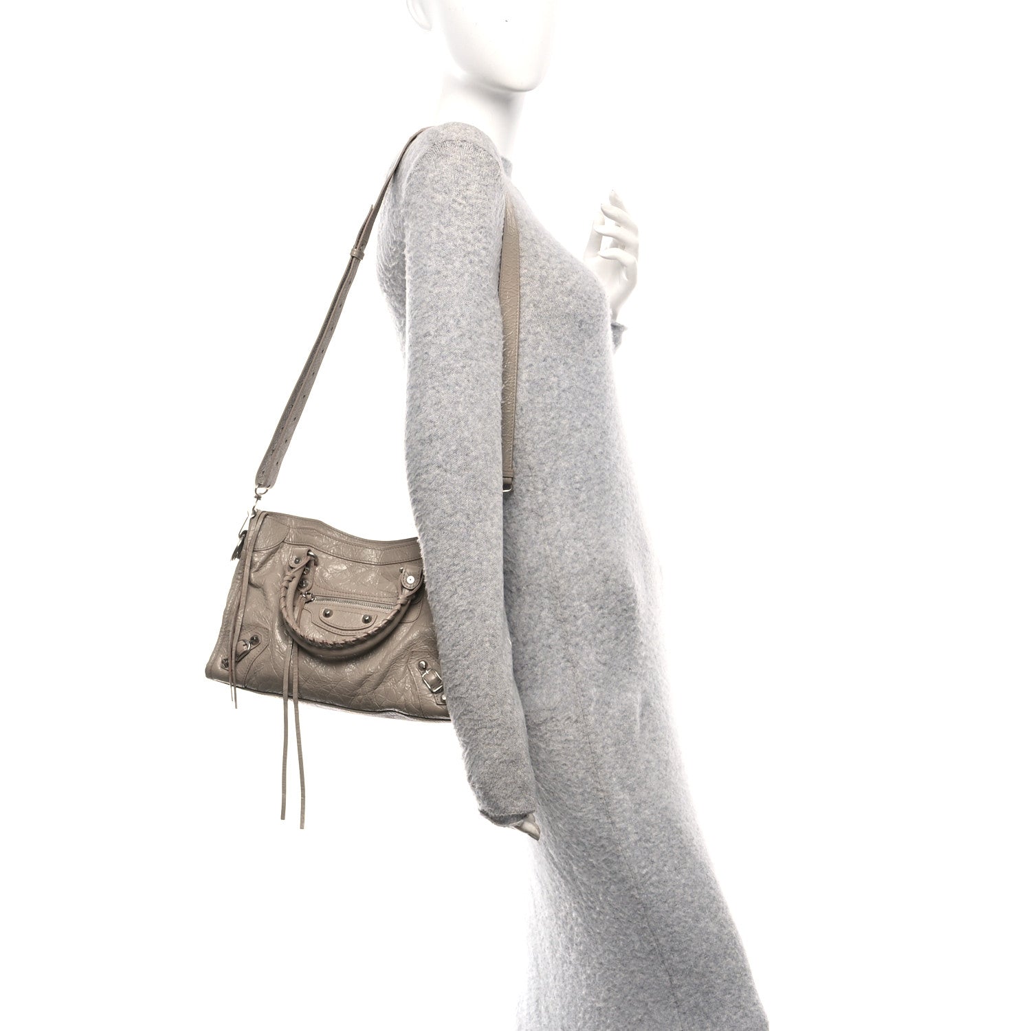 Balenciaga Agneau Arena Storico Silver Hardware Small Le City Beige