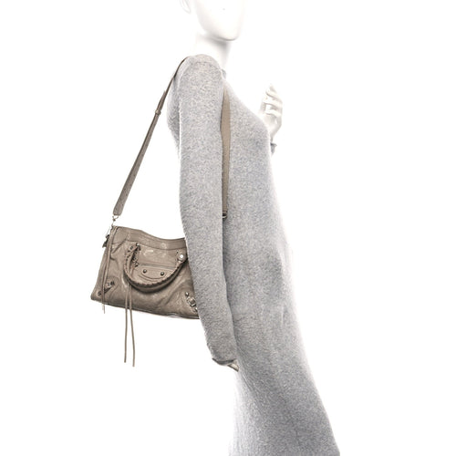 Balenciaga Agneau Arena Storico Silver Hardware Small Le City Beige