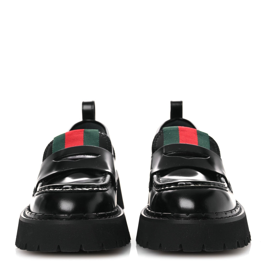 Gucci Spice Lux Womens Thea Web 20mm Platform Loafers 37 Black