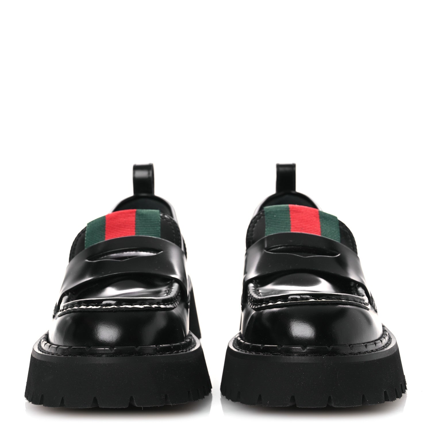 Gucci Spice Lux Womens Thea Web 20mm Platform Loafers 37 Black