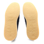 Chanel Suede Calfskin Pearl CC Moccasin Loafers 37 Navy