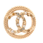 Chanel Pearl Crystal CC Round Earrings Gold