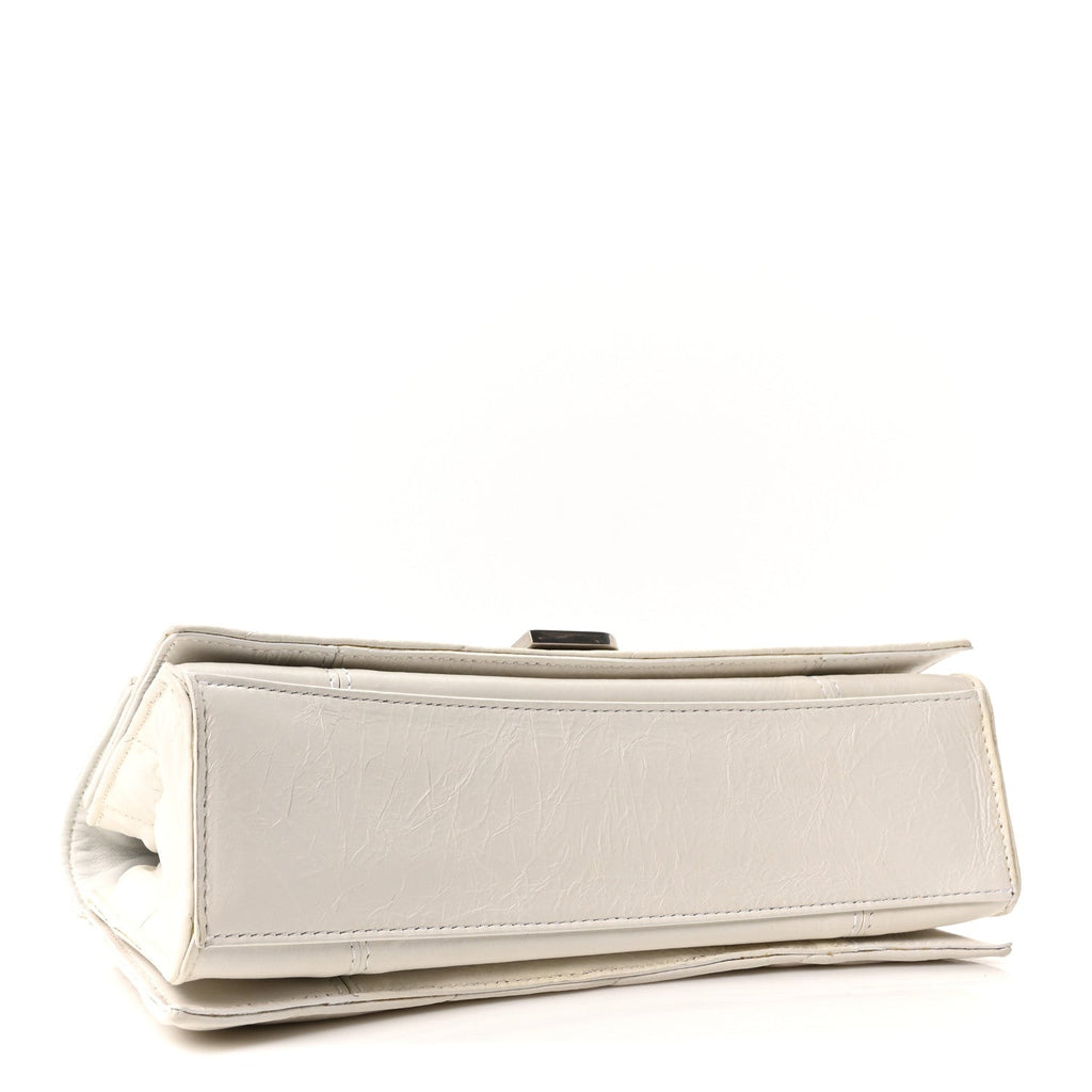 Balenciaga Crushed Calfskin Quilted Small Crush Chain Bag Optic White