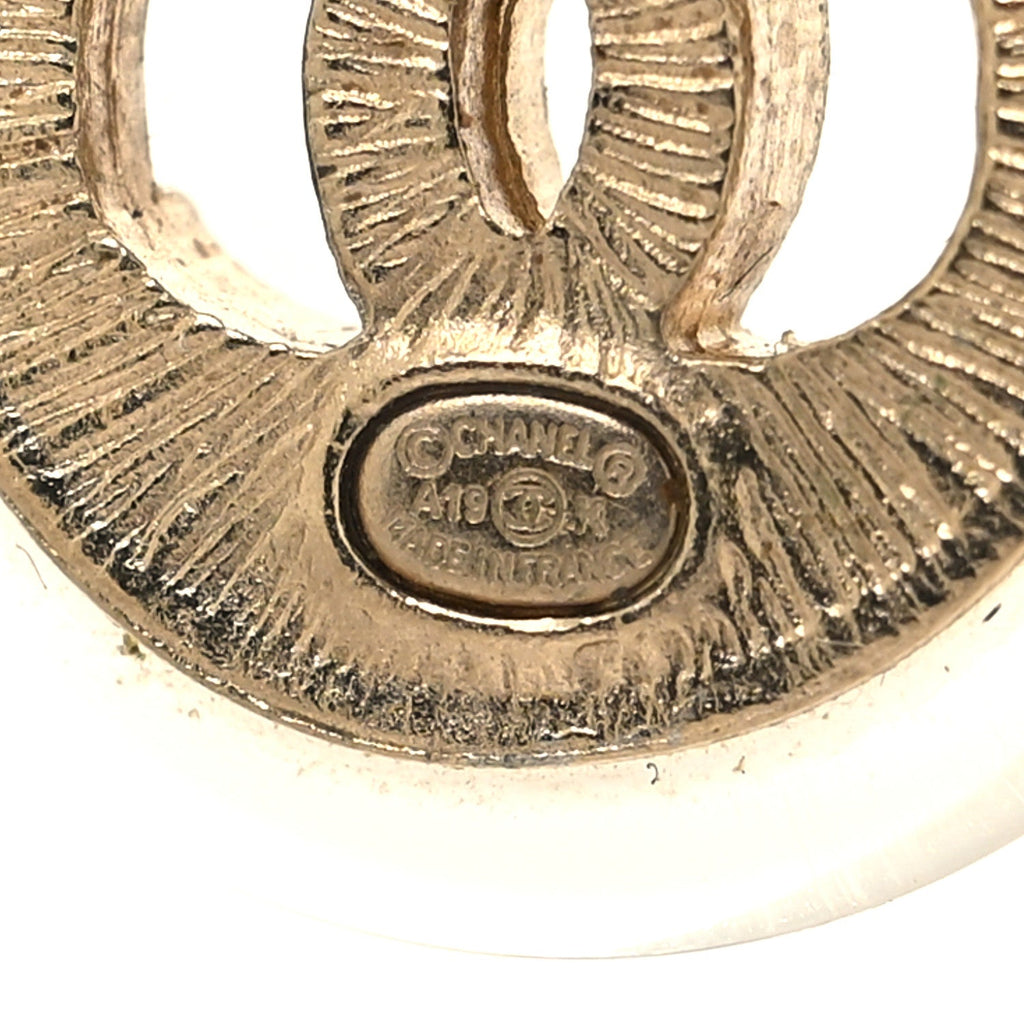 Chanel Resin Crystal CC Button Earrings Gold