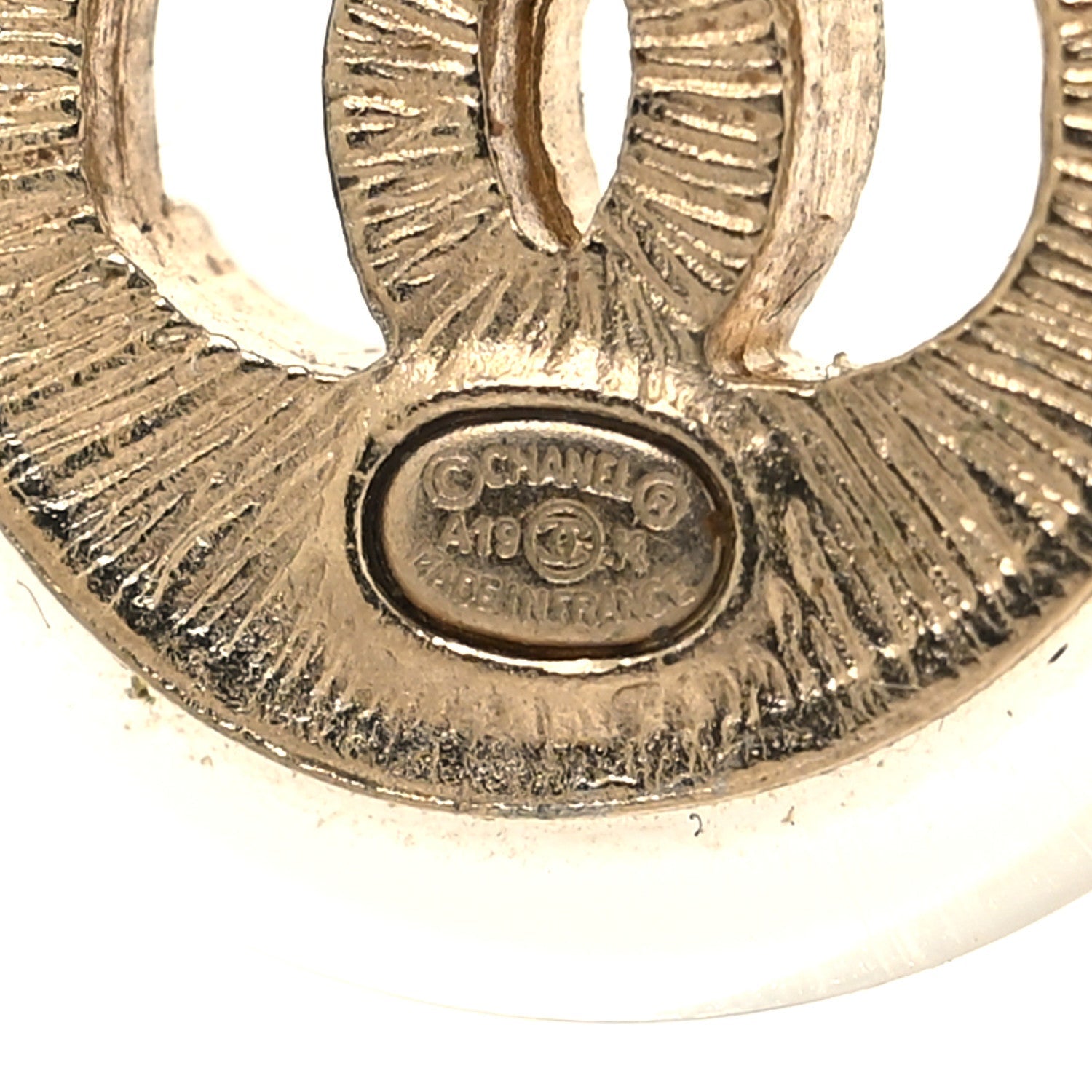 Chanel Resin Crystal CC Button Earrings Gold