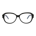 Saint Laurent Eyeglasses Oval Full Rim, Black Frame and Clear Demo Lenses Lens SL411001
