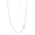 Chanel Pearl Crystal CC Flower Necklace Pearly White Light Gold