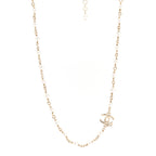 Chanel Pearl Crystal CC Flower Necklace Pearly White Light Gold